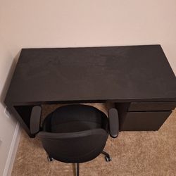Black Ikea desk Plus Chair