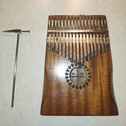 Kalimba Carved Wood Thumb Piano w/ Mallet & Case