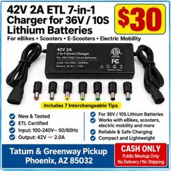 42V 2A ETL Scooter & E-Bike Charger – 7 Tips – For 36V Batteries