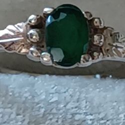 Vintage Sterling Silver 12k Black Hills Gold Emerald Ring Women's Size 7.5  to 8