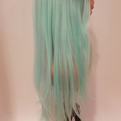 Long Green Straight Wig