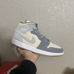 DS Jordan 1 Mid SE Coconut Milk Particle Grey size 12