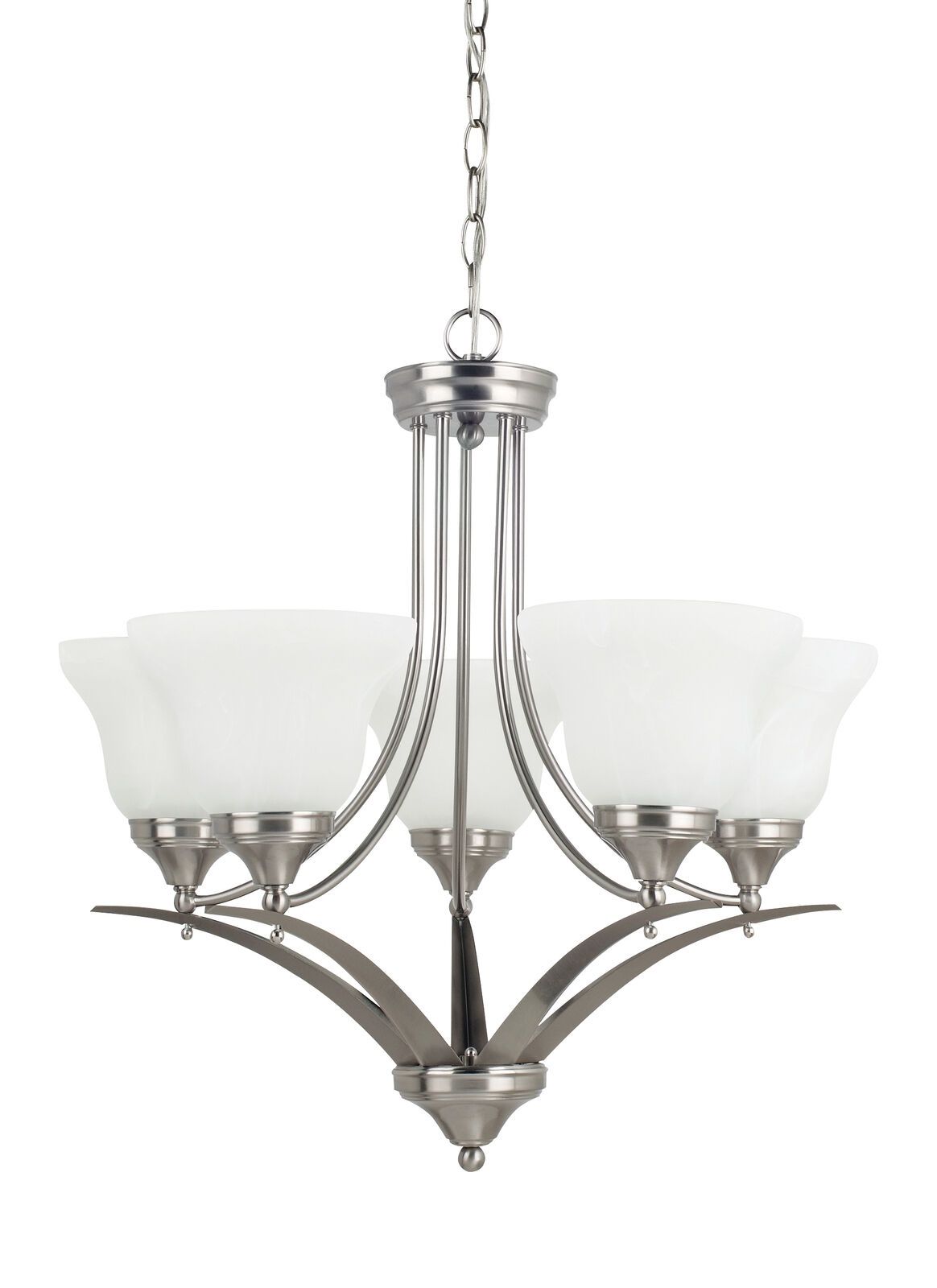 5-Light 24.75" W Brushed Nickel Chandelier For Indoor Lighting Fixture Living Room Bedroom