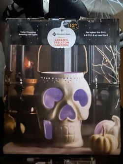 Members Mark Pre Lit Ceramic Skeleton Lantern