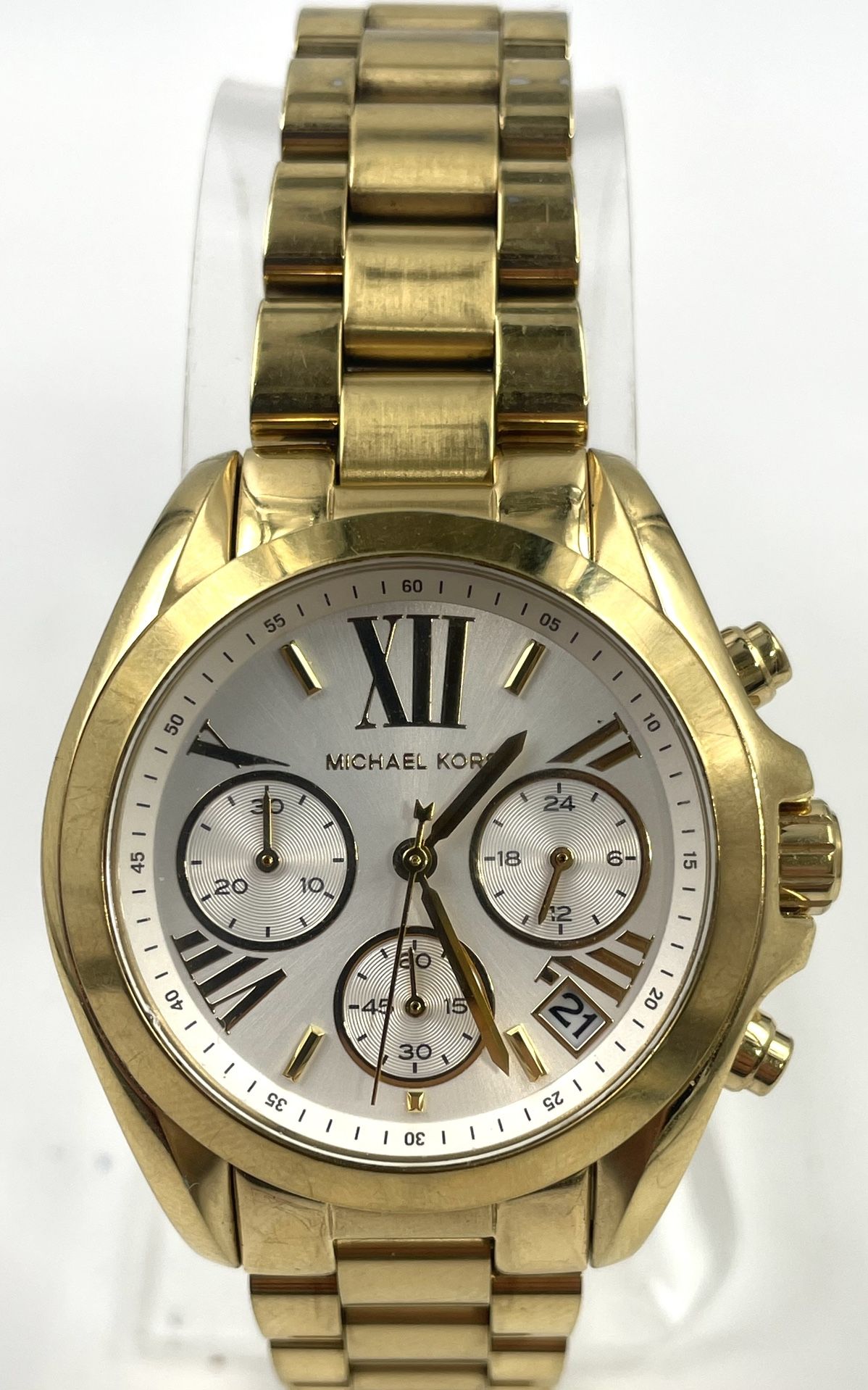 Michael Kors Mini Bradshaw 36 MM Chrono White Dial Ladies Watch