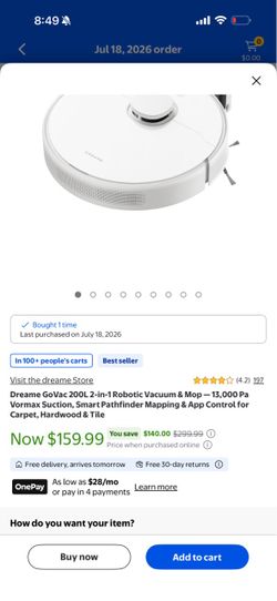 Dreame GoVac 200L 2-in-1 Robotic Vacuum & Mop - 13,000 Pa Vormax Suction, Smart Pathfinder Mapping & App Control for Carpet, Hardwood & Tile