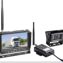 Haloview RD7 Wireless Long Range Backup Camera System kit 7'' 720P HD Digital Monitor Built in DVR Rear View Observation Reverse Camera for Truck/Trai