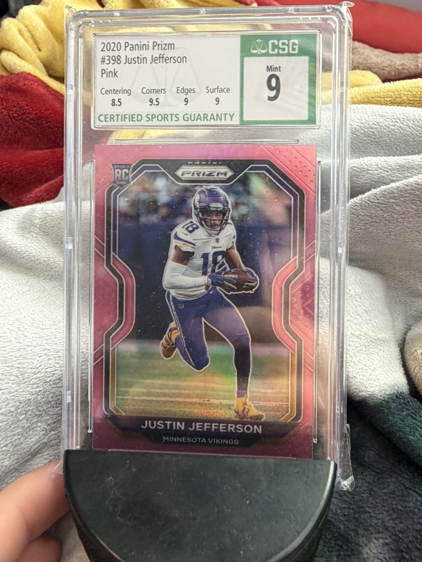 Justin Jefferson Rookie Prizm Pink CSG 9