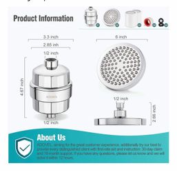 ADOVEL High Output Shower Head & Hard Water Filter, 15-Stage Shower Filter removes chlorine & harmful substances, water softener showerhead for bathro