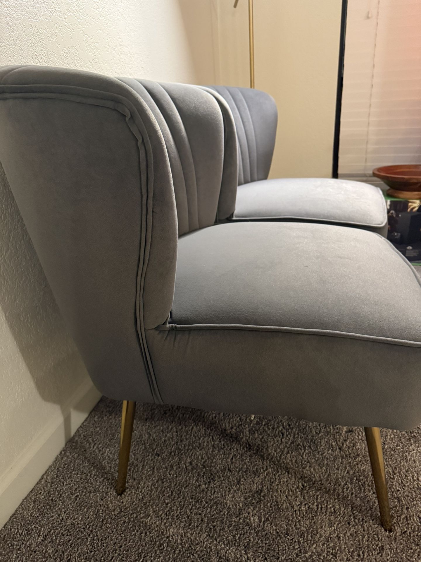 Velvet Accent chair With Metal Leg- Set Of 2