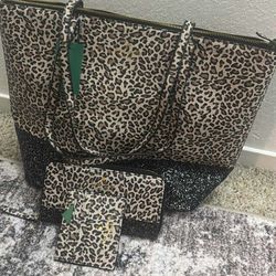 Leopard Purse w/Wallet & Card Holder 