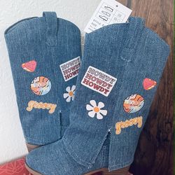 Girls Denim Fashion Boots 