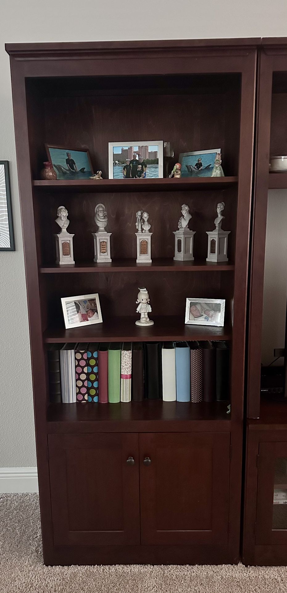 Crate and barrel mahogany office bookshelves