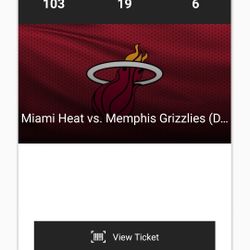 Miami Heat Vs Memphis 3 TICKET 