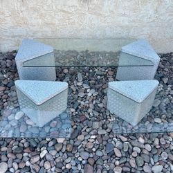 ( set Of 3 ) Rare Postmodern Laminate Triangular Pedestal Living Room Tables Set 