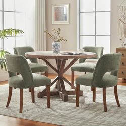 Dining Chairs Set of 4, Fabric Dining Chairs, Green Modern Mid-Century Upholstered Farmhouse Dinner Chair for Kitchen Dining Room Restaurant, Easy Ass
