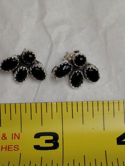 Navajo Sterling Silver Black Onyx Post Earrings