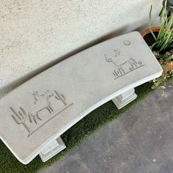 Gorgeous Engraved Western Scene On Handmade Concrete Bench 🌿 Low Price!