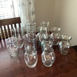 11 Glass Vases 