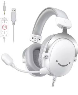 New -FIFINE USB PC Gaming Headset with 3.5mm Audio Jack, Detachable Microphone