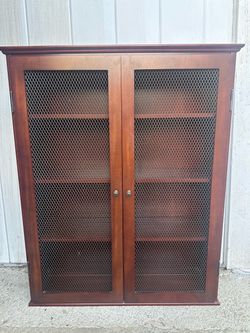 Sturdy Dark Cherry Wood Wall Cabinet