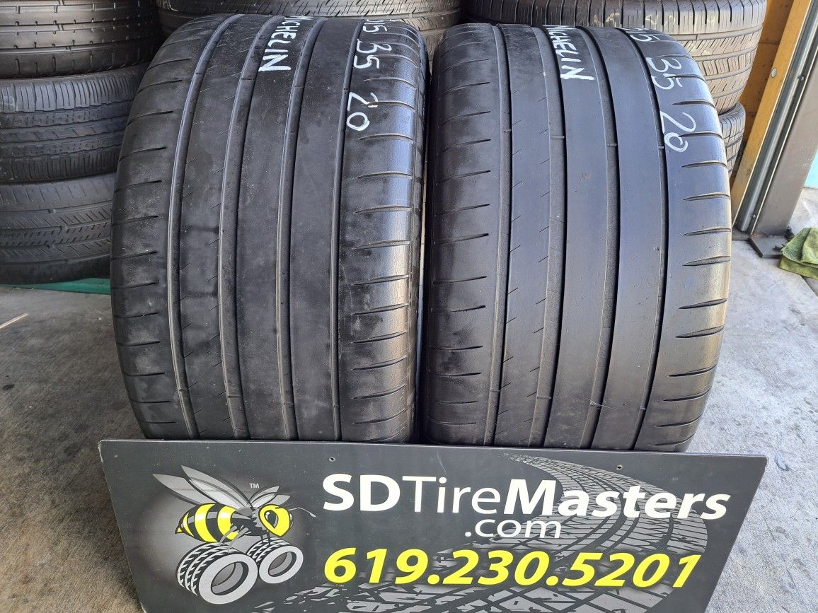 2 USED TIRES 315 35 20 MICHELIN PILOT SPORT 4 w/70% Thread Both Installed and Balanced $150 ($75 each)