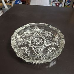 Vintage Mid 20th Century (1960's) Anchor Hocking Clear Star Of David Pattern Ashtray, Pressed Cut Glass - Retro Charm 7.5"W Weighs 2.5 LBS