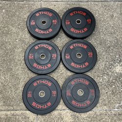160lbs of Ethos Bumper bumpers Olympic 2" weight plates weights plate 45lb 25lb 10lb for Barbell bar