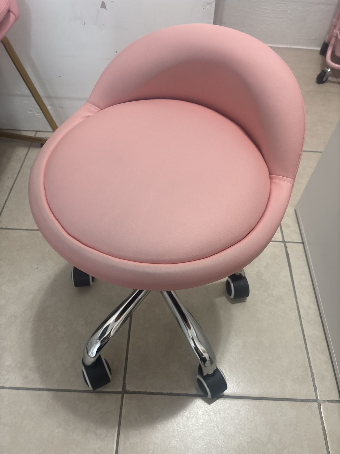 Pink Rolling Stool