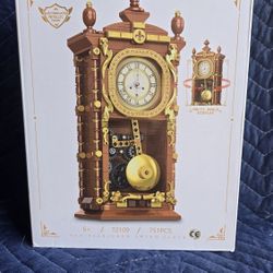 Vintage Swing Clock Building Blocks Set – 751 PCS Real Working Mechanical Clock with Alarm, Moving Pendulum & Rotating Dial, Retro Steampunk Decor Gif