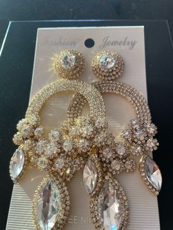 Gold Crystal Statement Drop Earrings