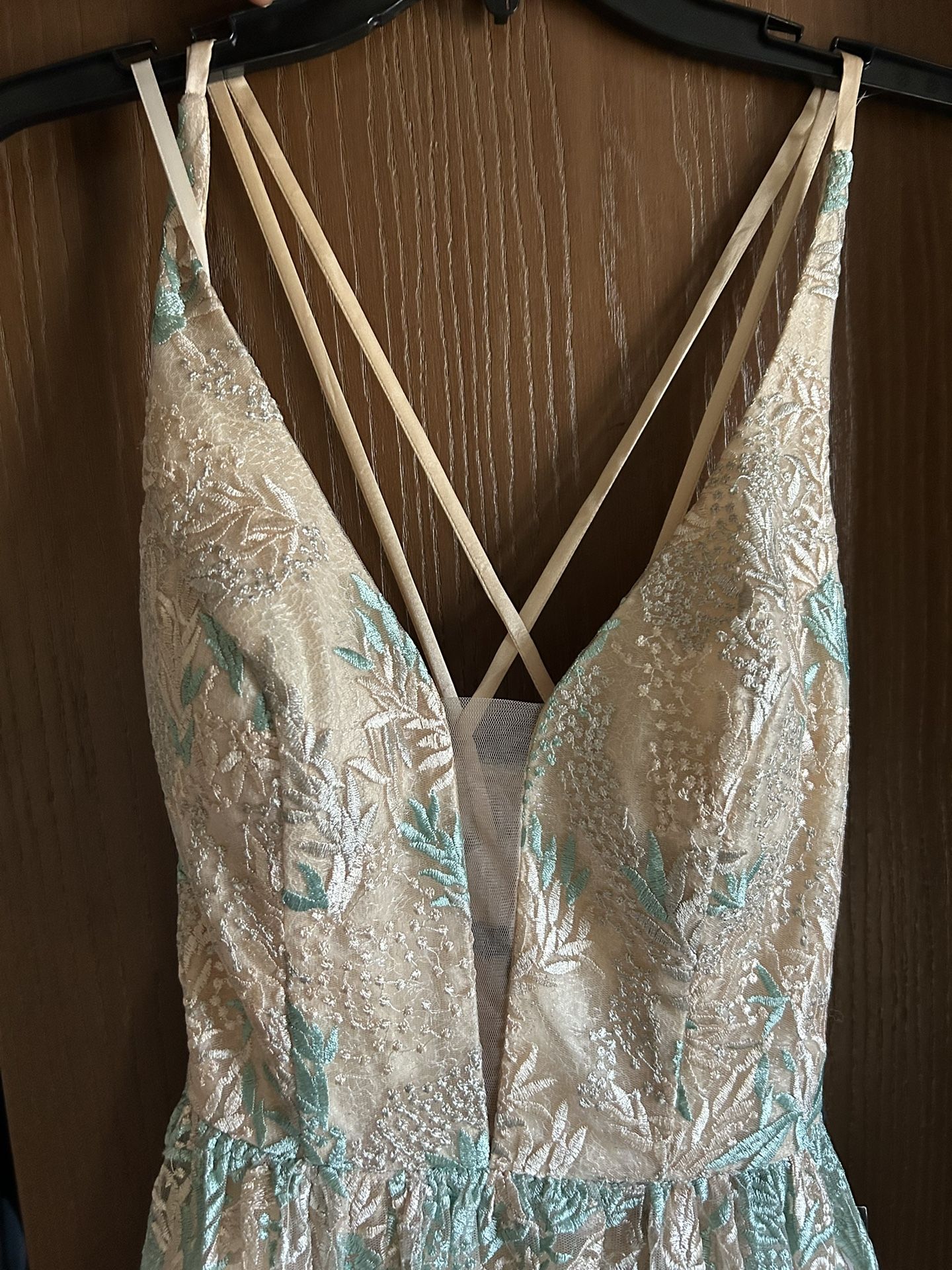 Tan & Blue Embroidered Dress size 1
