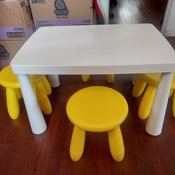 table with 4 stools  IKEA brand