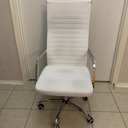 Furmax Ribbed Office Desk Chair Mid-Back PU Leather Executive Conference Task Chair Adjustable Swivel 