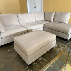 Sectional Beige Linen