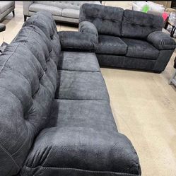 Super Comfy Brand New Ashley Microfiber Couch And Loveseat Charcoal Black