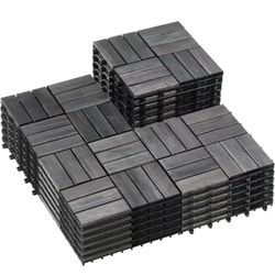 27 PCS Solid Acacia Wood Interlocking Patio Deck Tiles black espresso $60 