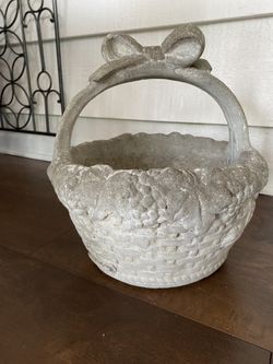 Vintage Concrete Basket Planter
