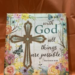 With God All Things Are Possible Matthew 19:26 Sign Wall Decor