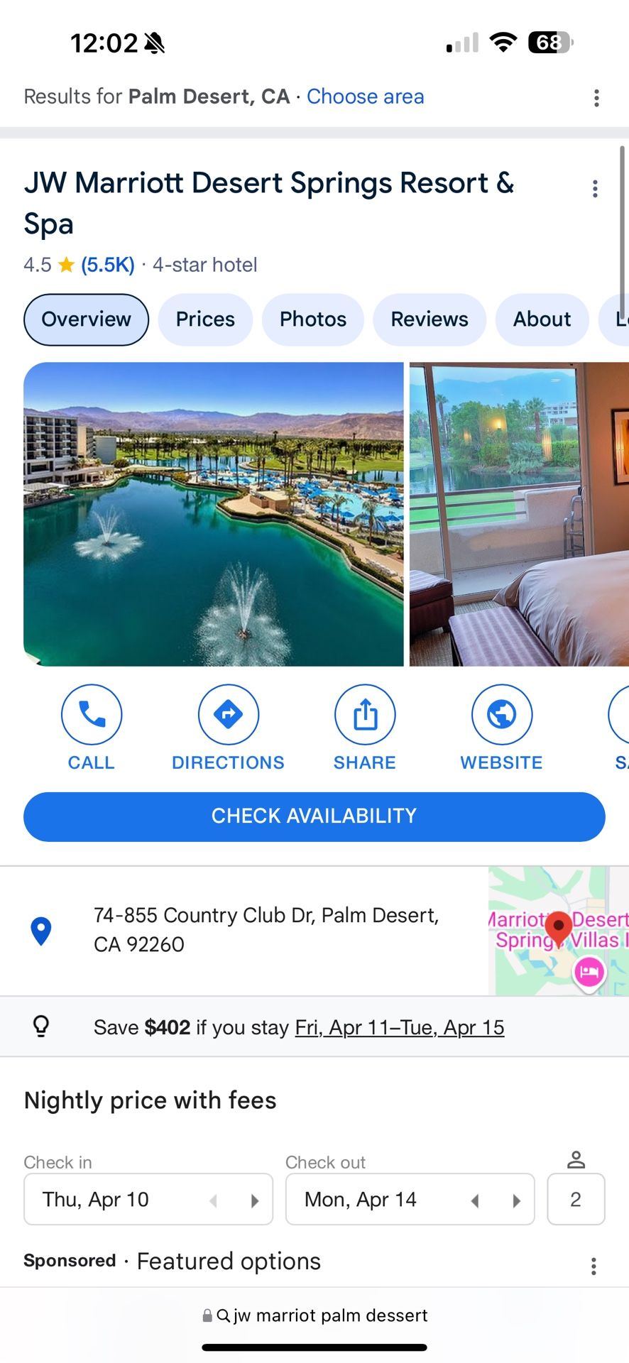 Hotel Room Available At JW Marriott For Coachella Weekend