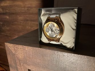 Activa White and Gold Luxury-Style Skeleton Dial Watch