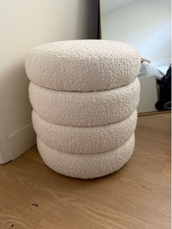 Plush Vanity Stool with Storage