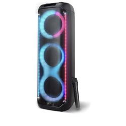 Dolphin KaraokeBox 380: Triple 8" Bluetooth Party Speaker – Powerful Sound System, Long-Lasting Rechargeable Battery, LED Lights, 35-Inch Tall, Portab