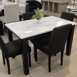 5Pc White Dining Table Set 