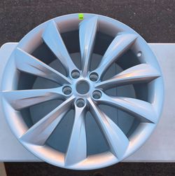 Tesla Model S 21” Silver Turbine Wheel OEM 1054041-00-B