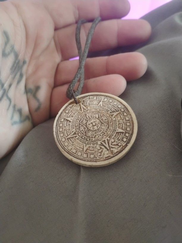 Mexican Aztec Calendar Sun Stone Pendant Necklace