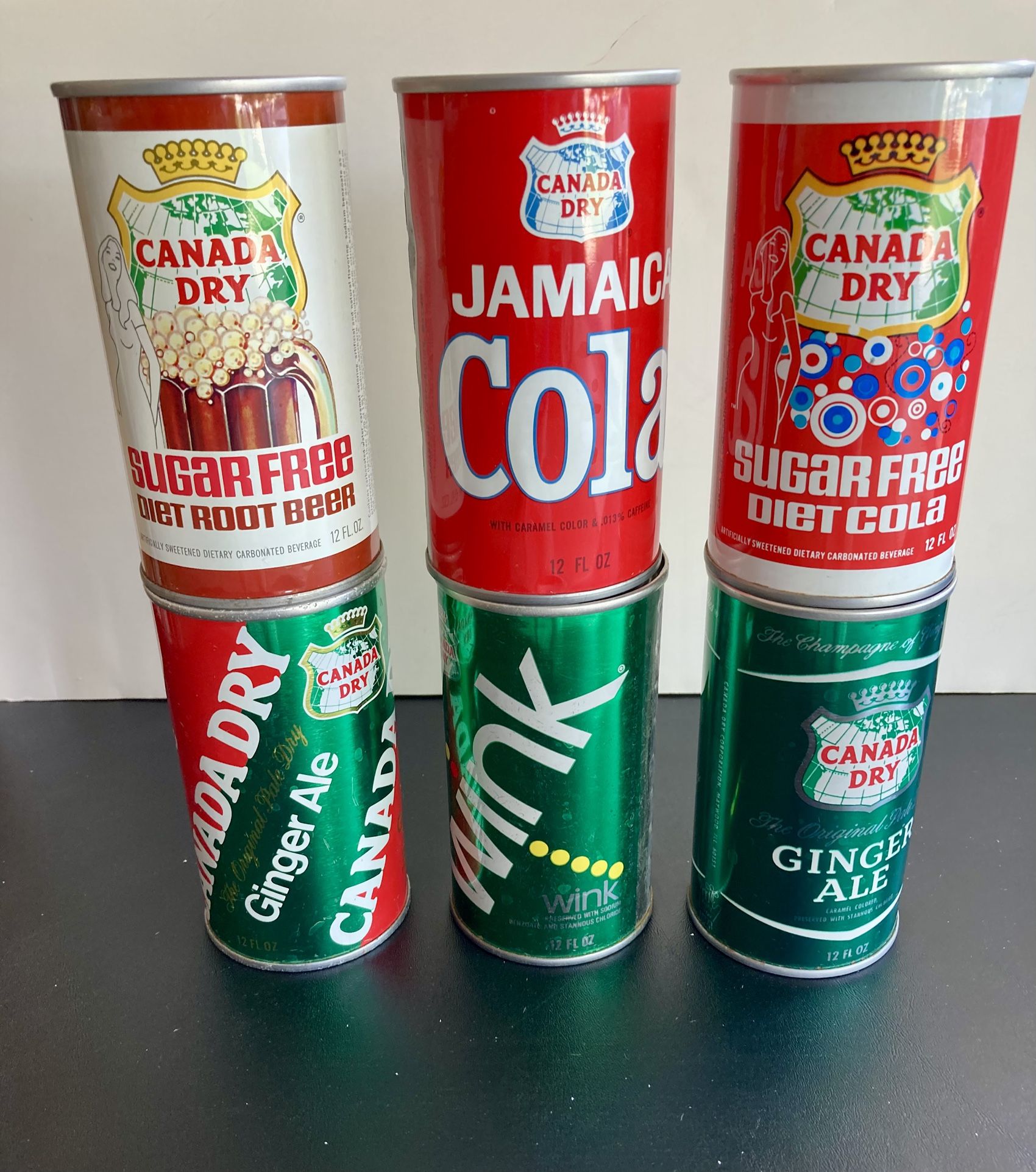 Vintage 1970’s Canada Dry Brand Soda Pop Cans.