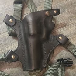 Custom Leather Chest Holster for S&W 629 with Nylon Harness