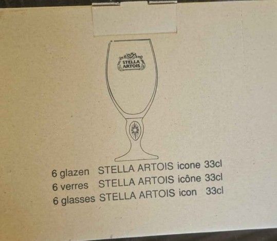 Stella Artois Chalice Stem 33 CL Beer Goblet Glasses Belgium Set of 6