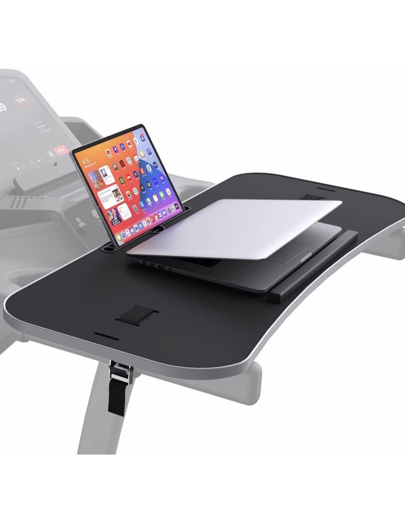 Treadmill Desk Attachment, Upgrade 36 inches Universal Treadmill Laptop Desk Ergonomic Platform Tray with Protective Guard & Tablet Holder for Noteboo